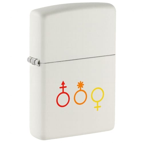 ZIPPO weiss matt LGBTQ+ beidseitig bedruckt 60006882