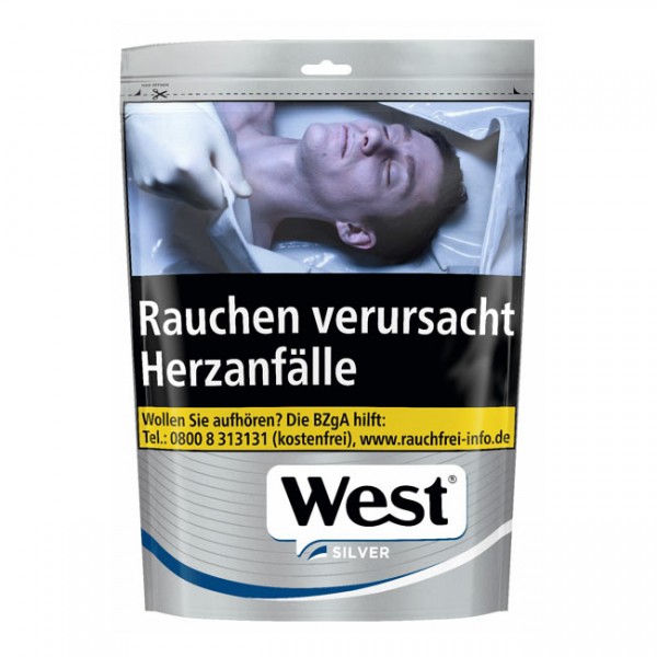 West Zigarettentabak Silver Volumen Zip-Beutel 105 Gramm