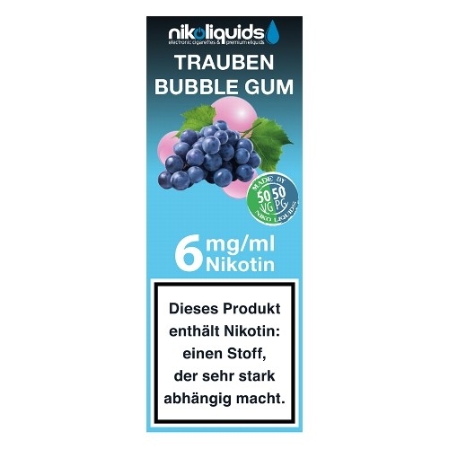 E-Liquid NIKOLIQUIDS Trauben Bubble Gum 6 mg