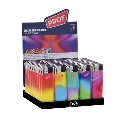 Einwegfeuerzeug Piezo PROF Color Waves Steller mit 50 Stueck