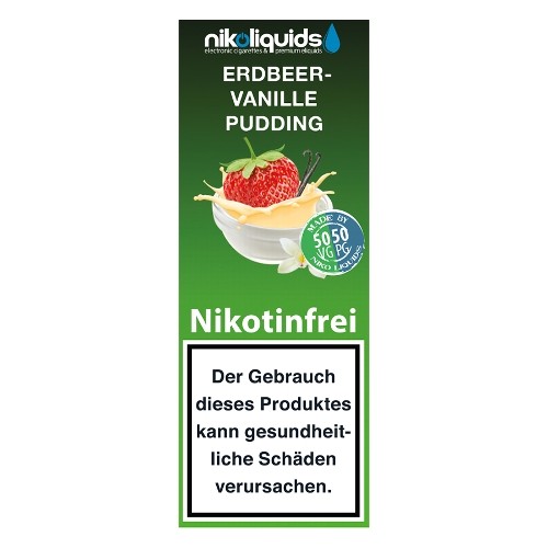 E-Liquid NIKOLIQUIDS Erdbeer-Vanillepudding 0 mg 50 PG / 50 VG