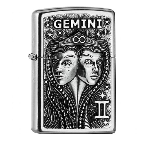 ZIPPO Street chrom Gemini Emblem Tierkreiszeichen 2006503