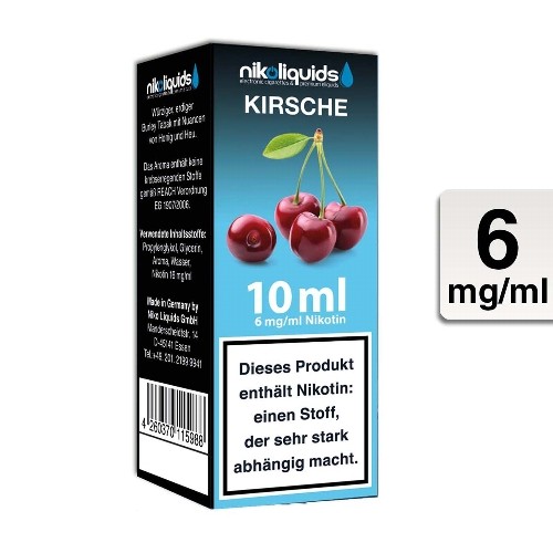 E-Liquid Nikoliquids Kirsche 6 mg/ml Flasche 10 ml
