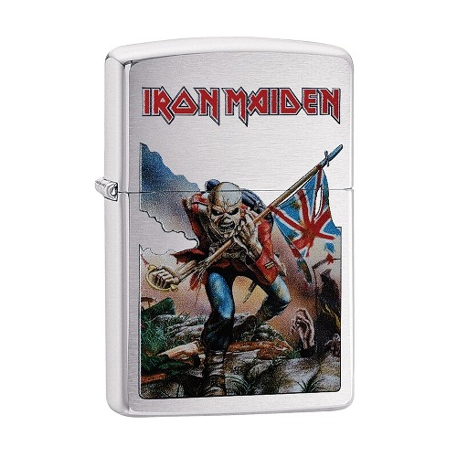 Feuerzeug Zippo Iron Maiden aus Chrom gebürstet in silber matt mit Farbdekor