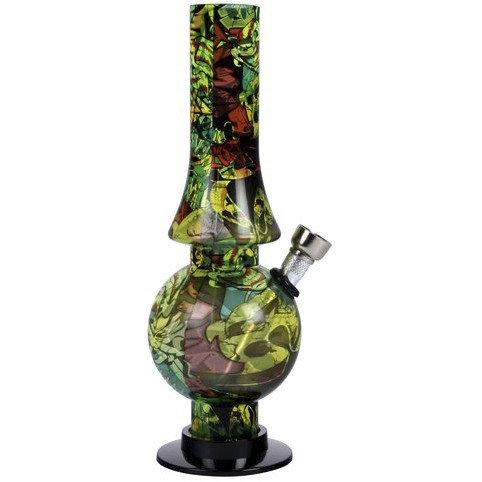 Bong Acryl Graffiti grün 20 cm