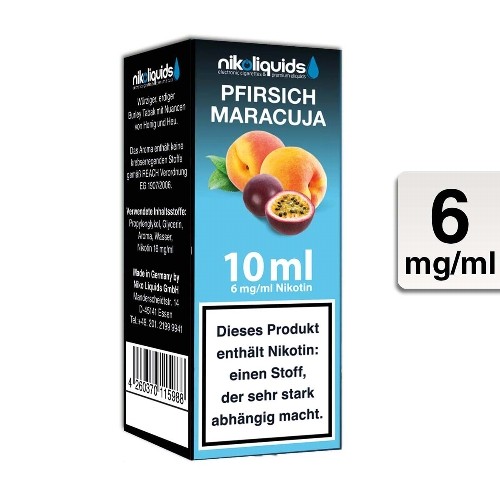 E-Liquid Nikoliquids Pfirsich Maracuja 6 mg/ml Flasche 10 ml