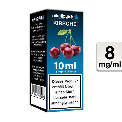 E-Liquid Nikoliquids Kirsche 8 mg/ml Flasche 10 ml