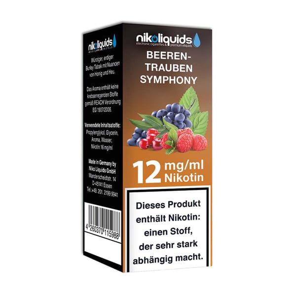 Liquid nikoliquids Beeren Trauben Symphony mit 12mg Nikotin