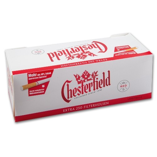 250 Stück Chesterfield Rot Extra Zigarettenhülsen