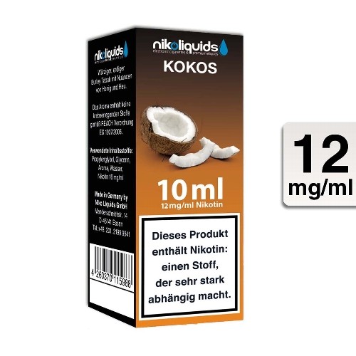 E-Liquid Nikoliquids Kokos 12 mg/ml Flasche 10 ml