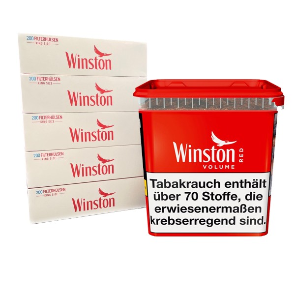 Winston Volumentabak Red Titan Box 280 Gramm & 1.000 Winston King Size Hülsen