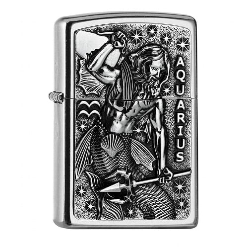 ZIPPO Street chrom Aquarius Emblem Tierkreiszeichen 2006508