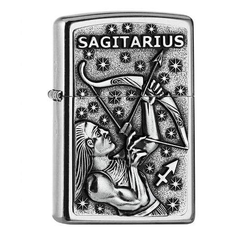 ZIPPO Street chrom Sagitarius Emblem Tierkreiszeichen 2006505