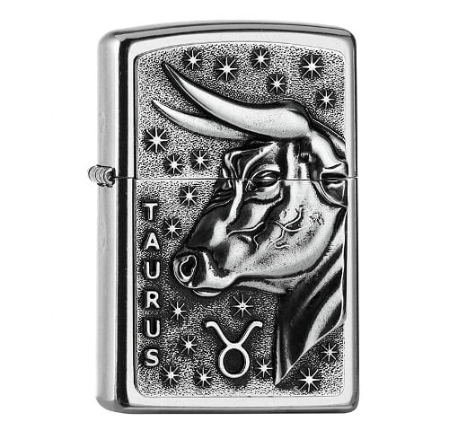 ZIPPO Street chrom Taurus Emblem Tierkreiszeichen 2006501