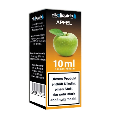 Nikoliquids Liquid Apfel mit 3 mg Nikotin