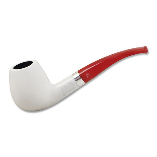 Pfeife Big Ben Sylvia Apple aus Holz lackiert Acryl in weiss rot Nr. 802
