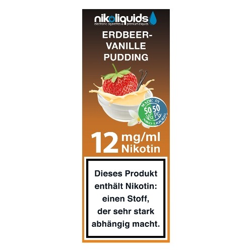E-Liquid NIKOLIQUIDS Erdbeer-Vanillepudding 12 mg 50 PG / 50 VG