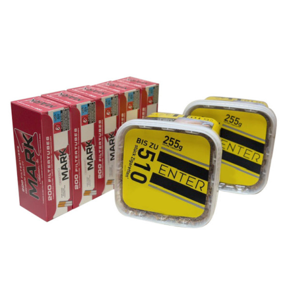 ENTER Stopftabak 2 x 255g Eimer & 1000 Mark 1 Hülsen – Stopfset