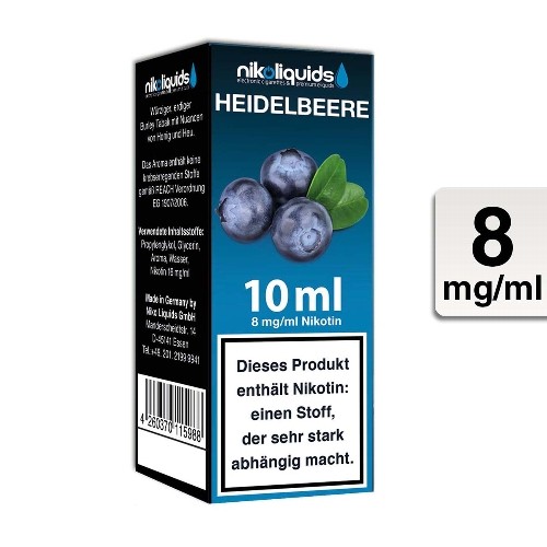 E-Liquid Nikoliquids Heidelbeere 8 mg/ml Flasche 10 ml