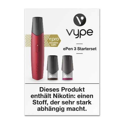 E-Zigarette VYPE ePen3 Starterset Rot 12mg vPro 2 Caps