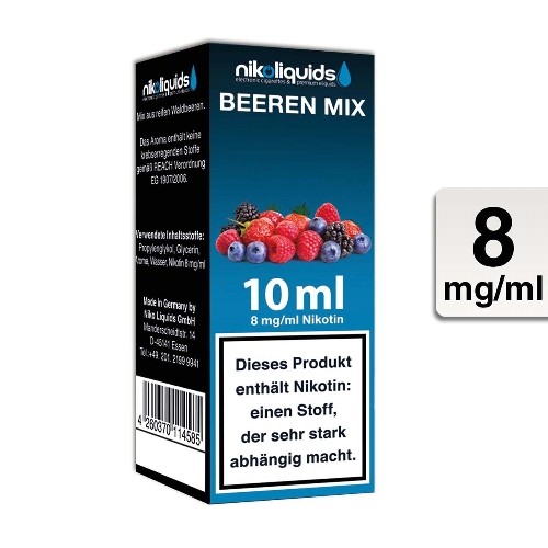 E-Liquid Nikoliquids Beeren Mix 8 mg/ml Flasche 10 ml